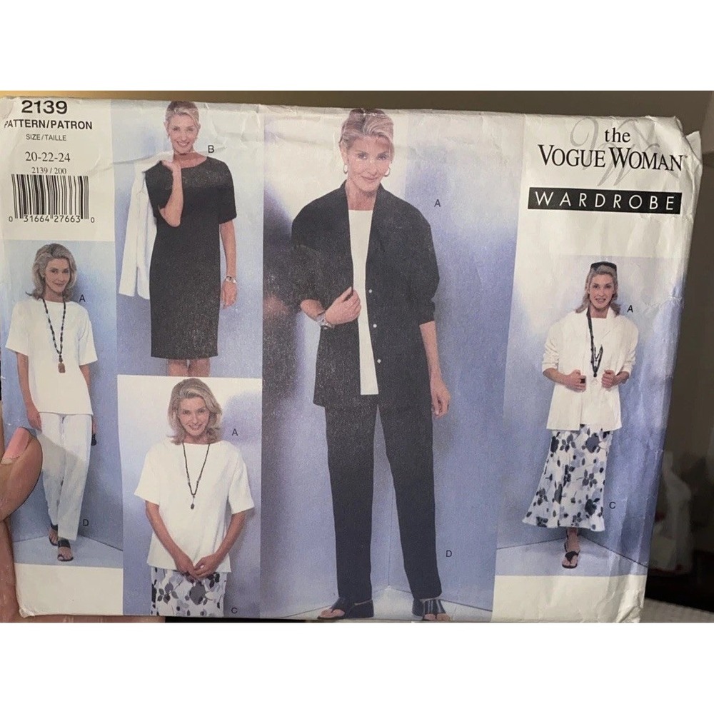 Vogue 2139 Vintage 90's Vogue Woman Wardrobe Sewing Pattern Sz. 20-24 UnCut